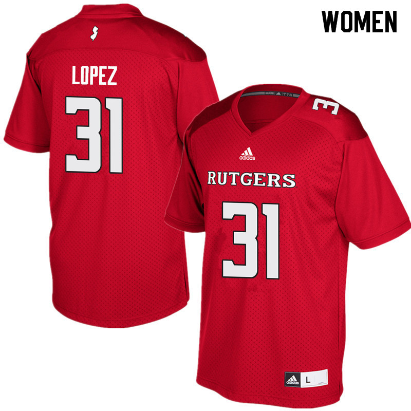 Women #31 Edwin Lopez Rutgers Scarlet Knights College Football Jerseys Sale-Red - Click Image to Close